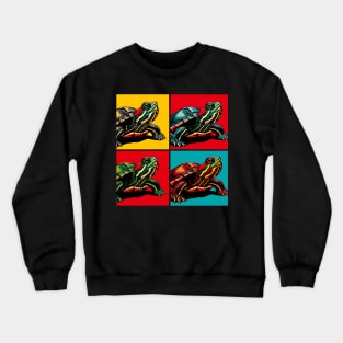 Pop Art Red-Eared Slider Turtle - Cool Aquatic Animal Crewneck Sweatshirt